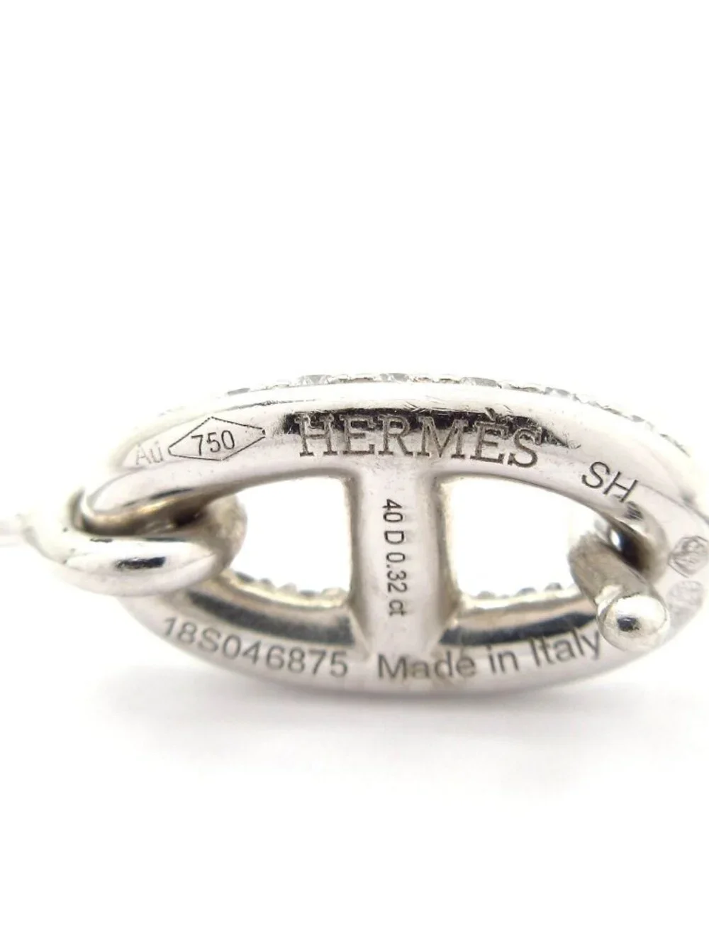 Hermes Bracelet Chaine D'ancre Ronde 18k White Gold Diamond